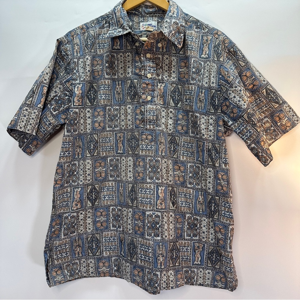 VTG Reyn Spooner Popover Collared Hawaiian Shirt Mens XL 100%‎ Cotton